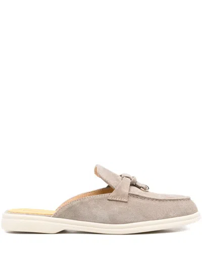 Doucal's Suede-leather Mules In Gray