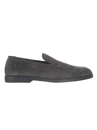 Doucal's Suede Loafers With Cemented Construction And Ultralight Sole In Gray