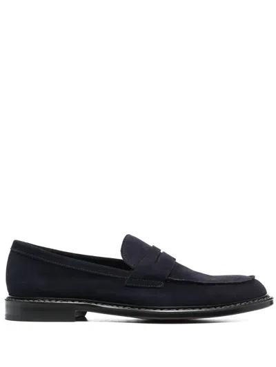 Doucal's Suede Penny-slot Loafers In Blue