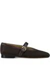 Doucal's Suede Strap Ballet Flat In Brown