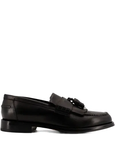 Doucal's Leather Loafers With Tassels In Animal Print