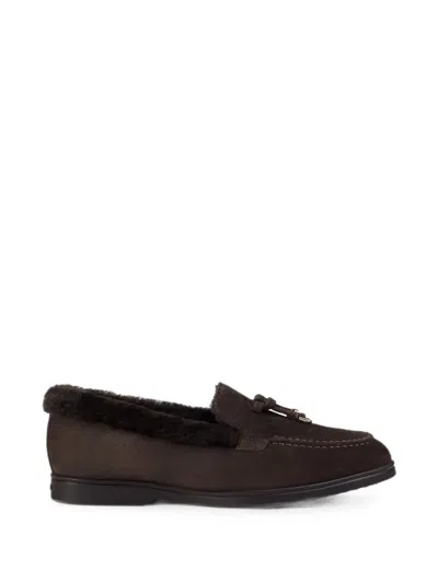 Doucal's Tassel-detail Shearling-trim Loafers In Brown