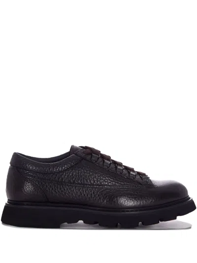 Doucal's Man Lace-up Shoes Dark Brown Size 9 Leather In Black