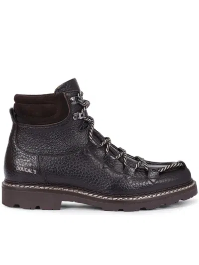 Doucal's Textured Leather Padded-collar Ankle Boots In Black