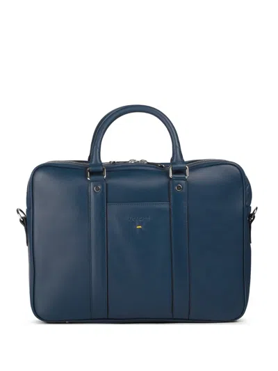 Doucal's Top-handle Leather Briefcase In Blue