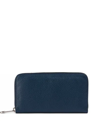 Doucal's Tumbled Leather Continental Wallet In Blue