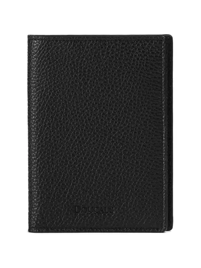 Doucal's Tumbled Leather Passport Holder In Black