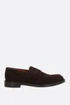 Doucal's Penny Strap Suede Loafers With Embossed Tub Stitching In Brown