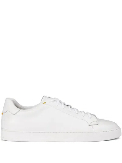 Doucal's White Calf Leather Sneakers In Multi