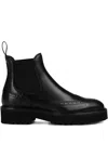 Doucal's Wingtip Chelsea Leather Boots In Black