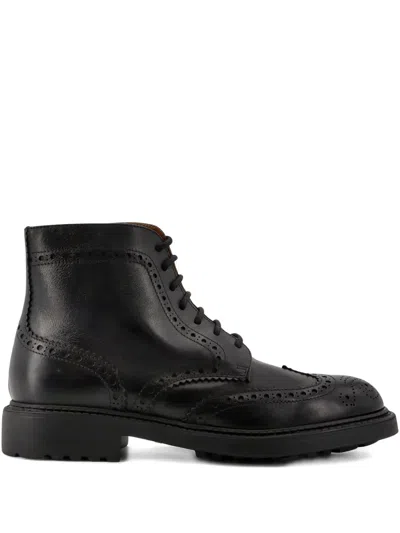 Doucal's Wingtip Triumph Boots In Black