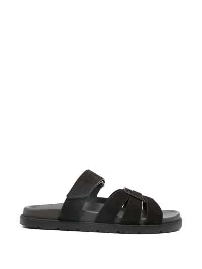 Doucal's Woven Suede Sandals In Animal Print