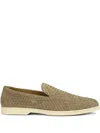 Doucal's Woven Texture Grey Loafers With Rubber Sole In Brown
