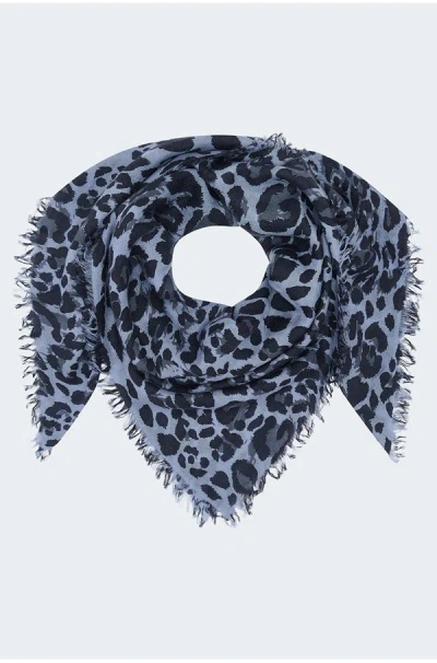 Douce Gloire Leo Scarf In Blue Jean In Blue&#47;animal