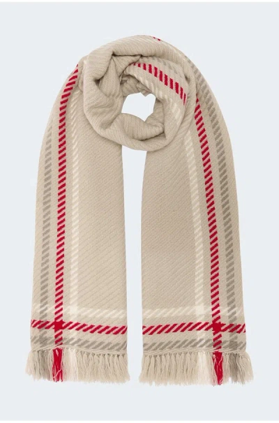 Douce Gloire Marthe Scarf In Wheat Stripe Red Ivory
