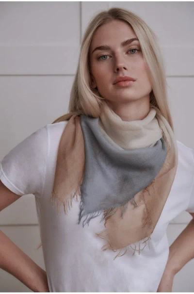 Douce Gloire Tinos Scarf In Beige In Blue&#47;beige