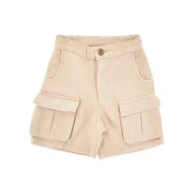 Doudou Bull Denim Cargo Shorts Kids In Beige