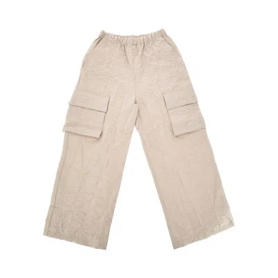 Doudou Creased Effect Cargo Pants Kids In Beige