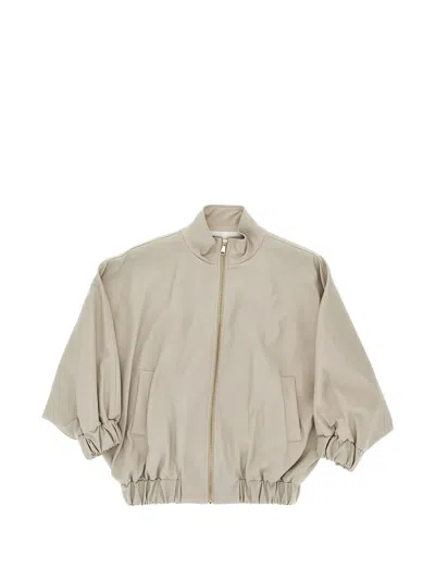 Doudou Et Compagnie Kids' Gathered Bomber Jacket In Neutral
