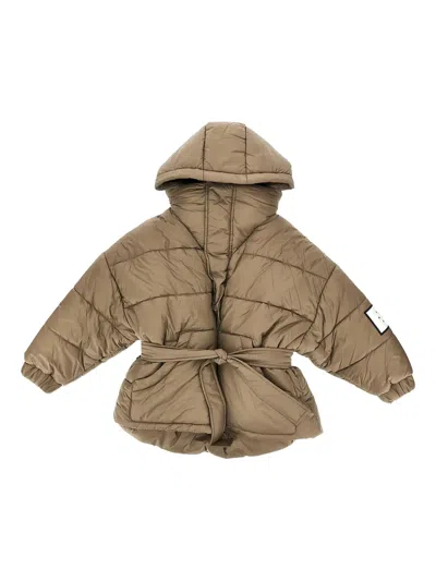 Doudou Et Compagnie Kids' Hooded Quilted Jacket In Brown