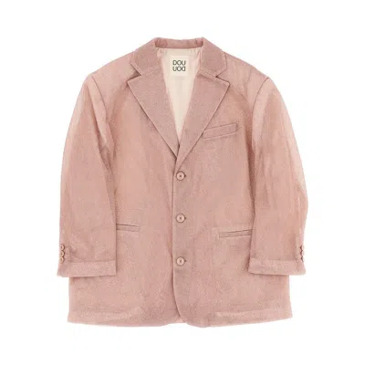 Doudou Lurex Jersey Single-breasted Jacket Kids In Pink