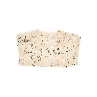 Doudou Sequins And Feathers Cropped Top Kids In Gold
