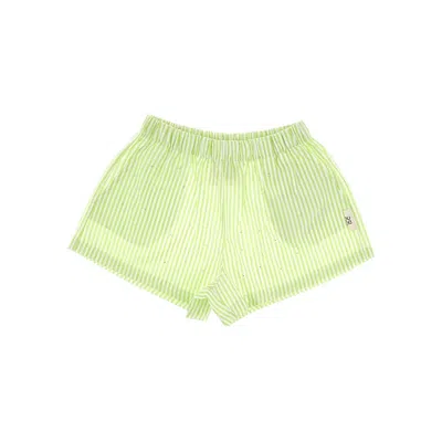 Doudou Strass-embellished Striped Shorts Kids In Green