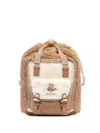 Doughnut Fleece-texture Bear-embroidered Backpack In Brown