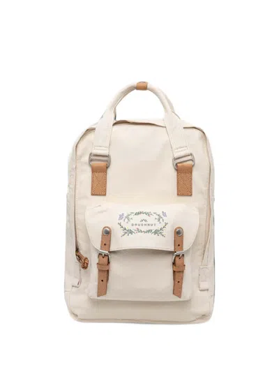 Doughnut Large Macaroon Embroidered Buckle-strap Backpack In Brown