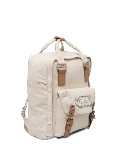 Doughnut Macaroon Embroidered Canvas Backpack In Black