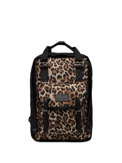Doughnut Macaroon Jaguar Leopard-print Buckle-detail Backpack In Schwarz