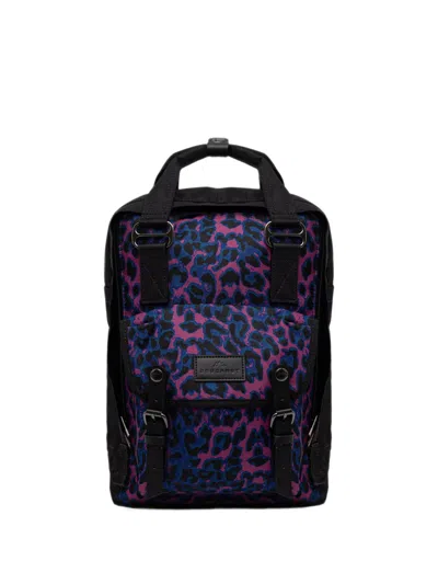 Doughnut Macaroon Jaguar Leopard-print Buckle-detail Backpack In Schwarz