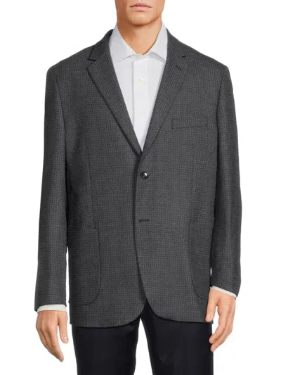 Douglas & Grahame Men's Pattern Slim Fit Wool Blend Blazer In Grey Navy