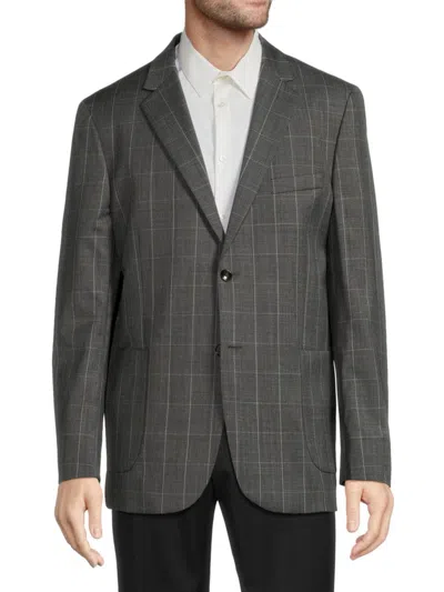 Douglas & Grahame Men's Plaid Wool Slim Fit Blazer In Grey