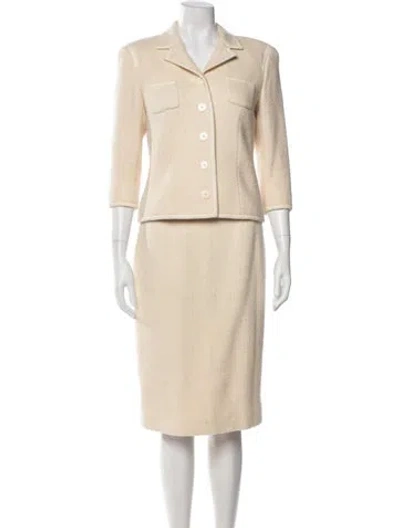 Pre-owned Douglas Hannant Cashmere Tweed Pattern Skirt Suit In Neutral