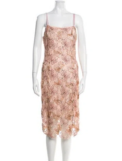 Pre-owned Douglas Hannant Linen Midi Length Dress In Multi