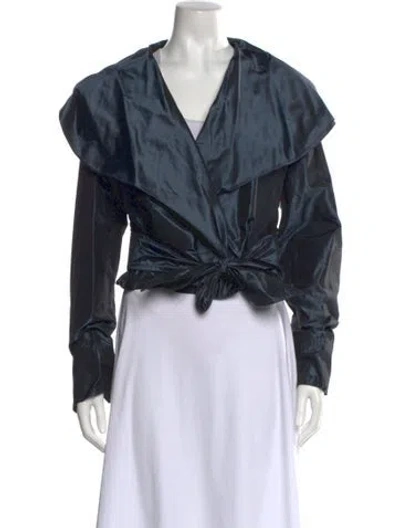 Pre-owned Douglas Hannant Silk V-neck Crop Top W/ Tags In Blue