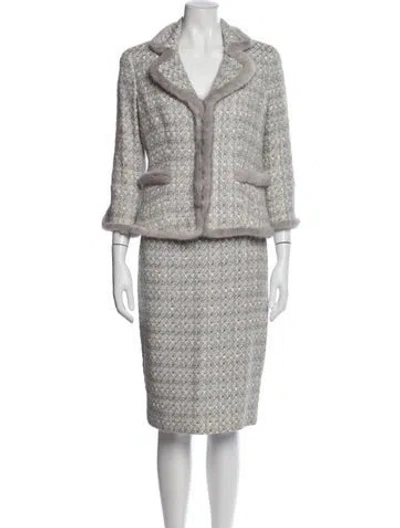 Pre-owned Douglas Hannant Tweed Tweed Pattern Skirt Set In Gray