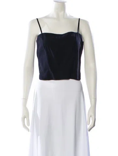 Pre-owned Douglas Hannant Wool Square Neckline Crop Top In Blue