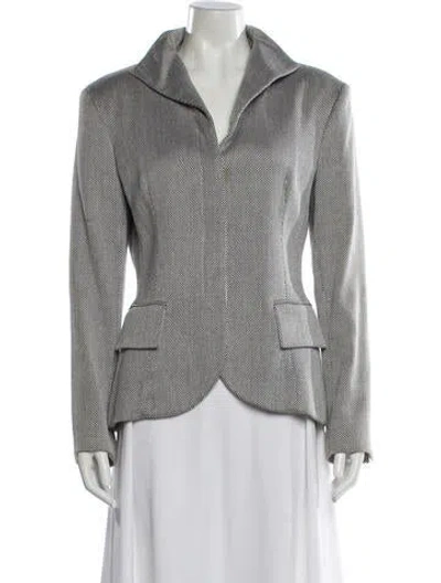 Pre-owned Douglas Hannant Wool Tweed Pattern Blazer In Silver