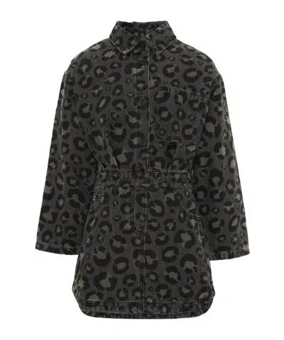 Douuod Animal-print Dress In Grey
