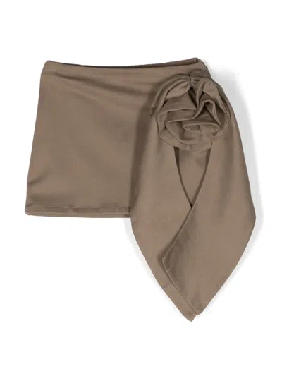 Douuod Kids' Appliqué-detailed Belted Miniskirt In Brown