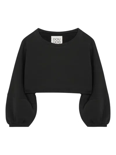 Douuod Balloon-sleeve Sweatshirt In Black