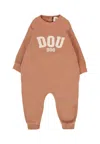Douuod Beige Babygrow For Baby Girl With Logo In Brown