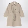 Douuod Seersucker Trench Coat In Beige