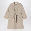 Douuod Beige Double-breasted Trench Coat In Nylon