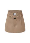 Douuod Beige Shorts For Girl With Logo Patch In Brown