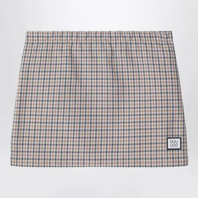 Douuod Betulla Beige Mini Skirt With Check Pattern In Multi