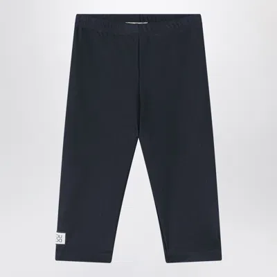 Douuod Black Shiny Nylon-blend Leggings In Blue