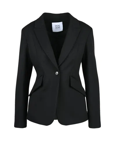 Douuod Black Viscose-blend Fitted Jacket